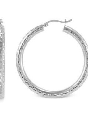 Giani Bernini Textured Tube Medium Hoop Earrings 40mm Sterling Silver